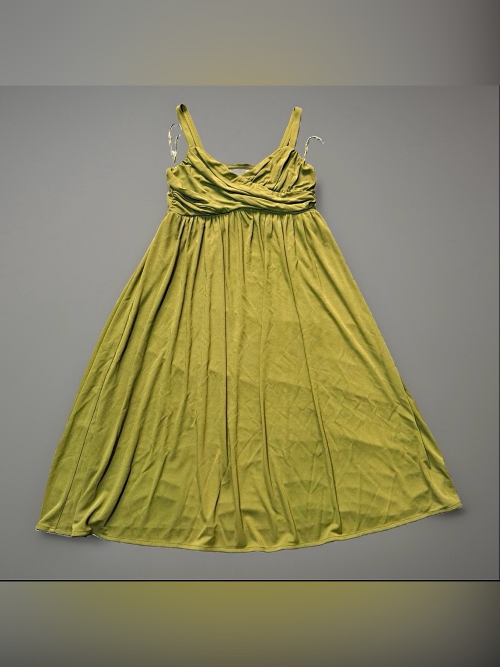 Liz Claiborne Olive Green Ruched Draped Maxi Dress XS New With Tags